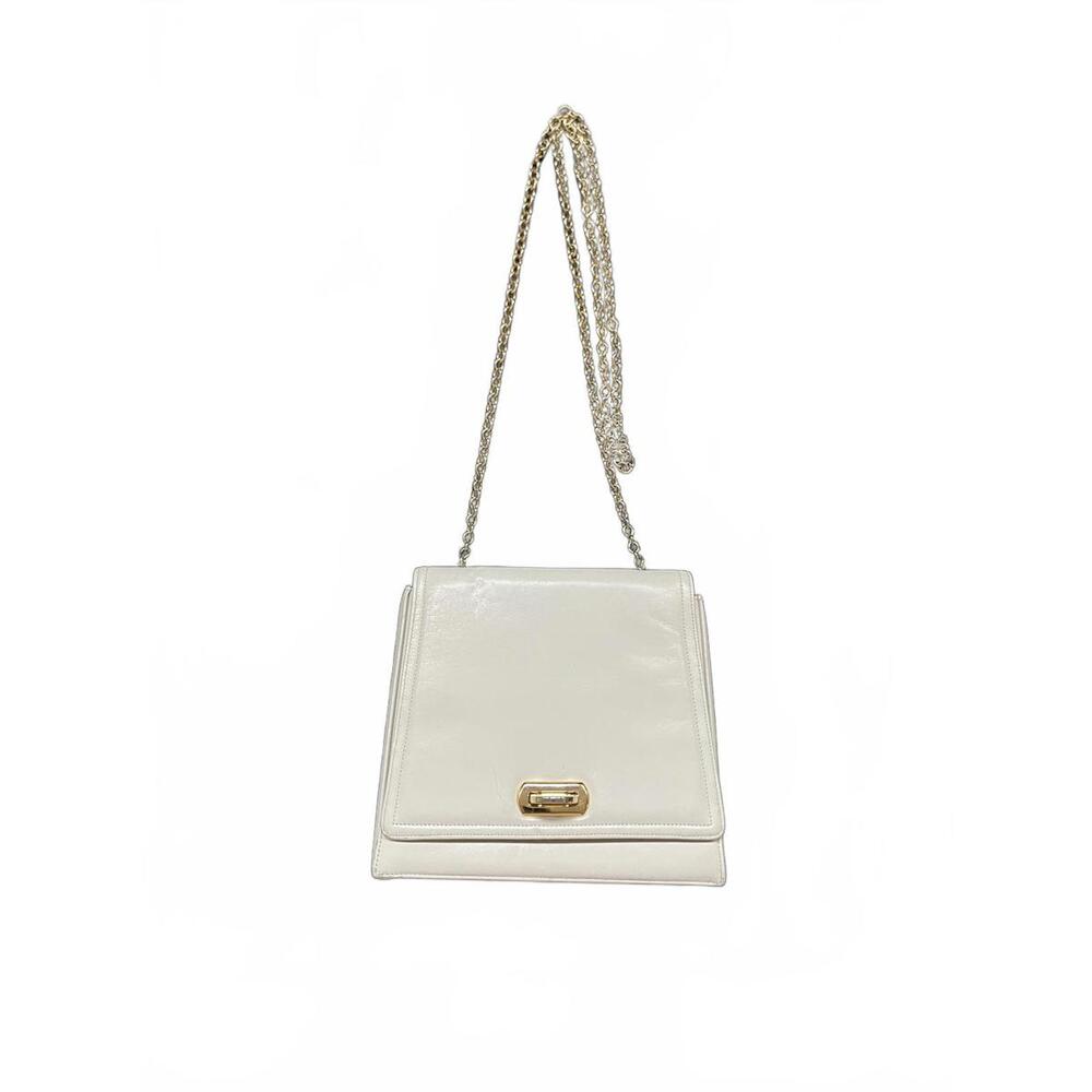 Frenchy of California Vintage Cream Leather Bag with Chain Straps